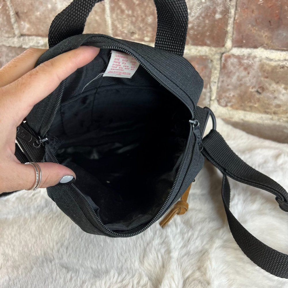 Vintage Jansport Crossbody Bag Black Leather Bottom One Size - Picture 6 of 10